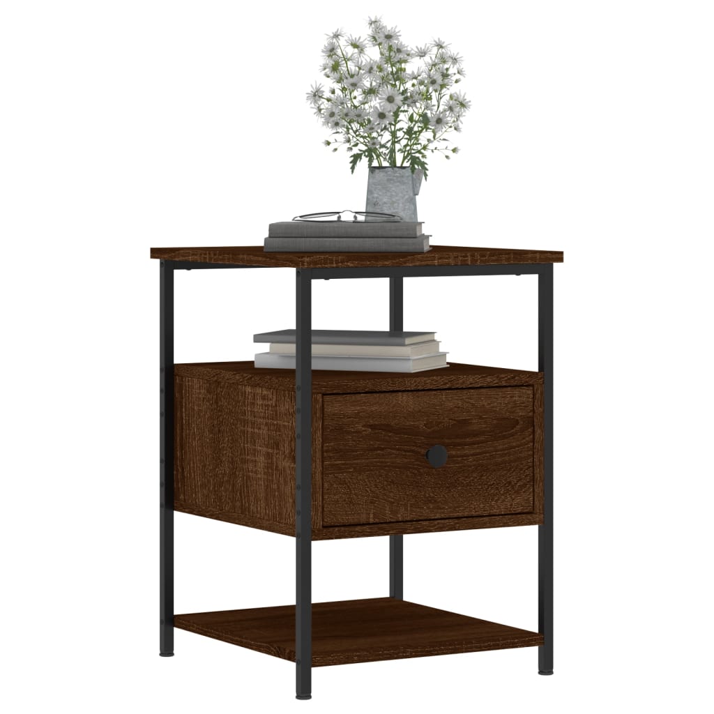 Nattbord 2 stk brun eik 40x42x56 cm konstruert tre