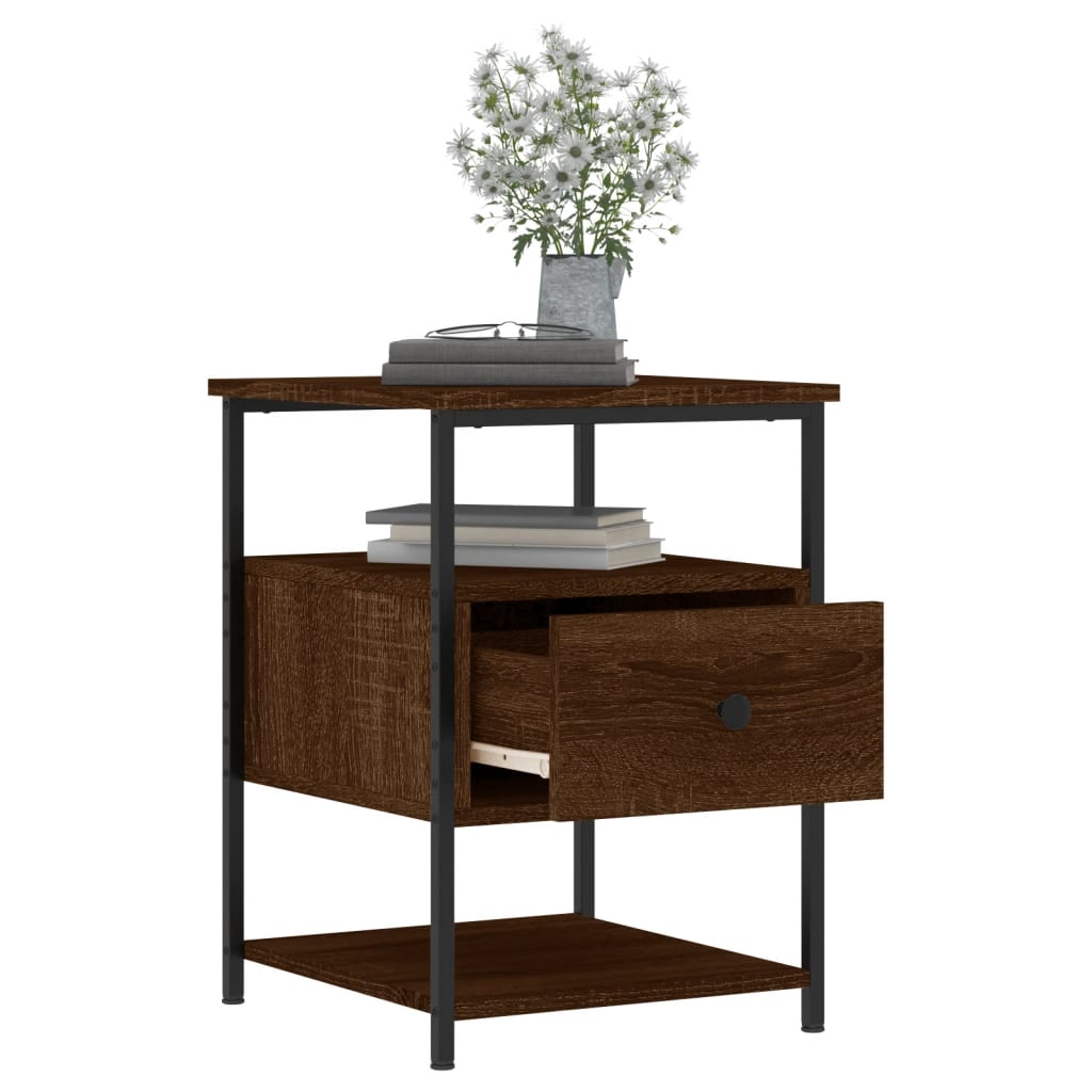 Nattbord 2 stk brun eik 40x42x56 cm konstruert tre