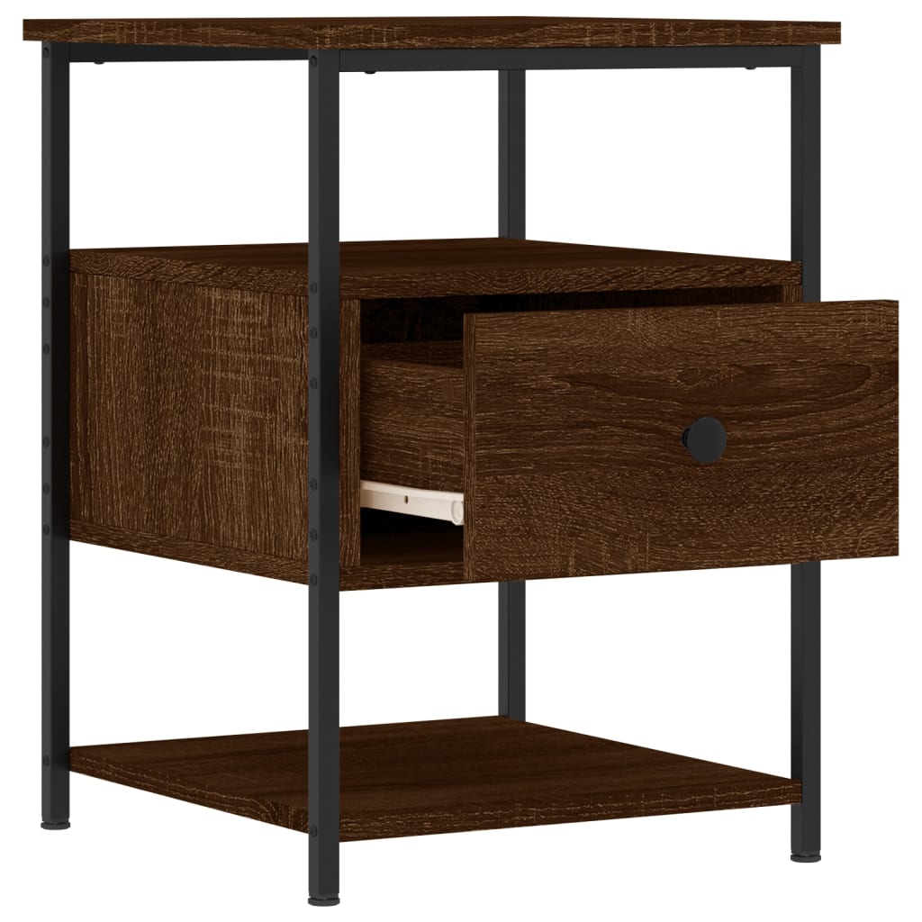 Nattbord 2 stk brun eik 40x42x56 cm konstruert tre