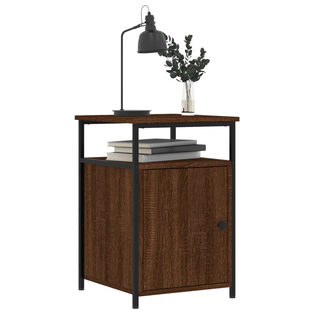 Nattbord 2 stk brun eik 40x42x60 cm konstruert tre