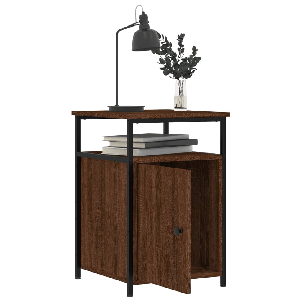 Nattbord 2 stk brun eik 40x42x60 cm konstruert tre
