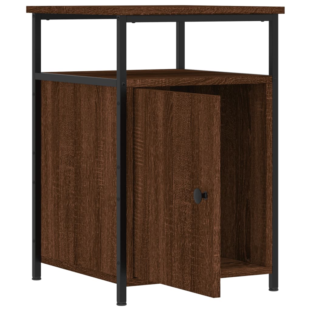 Nattbord 2 stk brun eik 40x42x60 cm konstruert tre