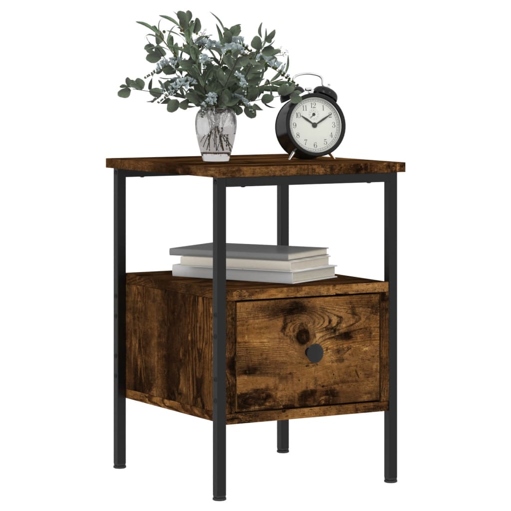 Nattbord 2 stk røkt eik 34x36x50 cm konstruert tre