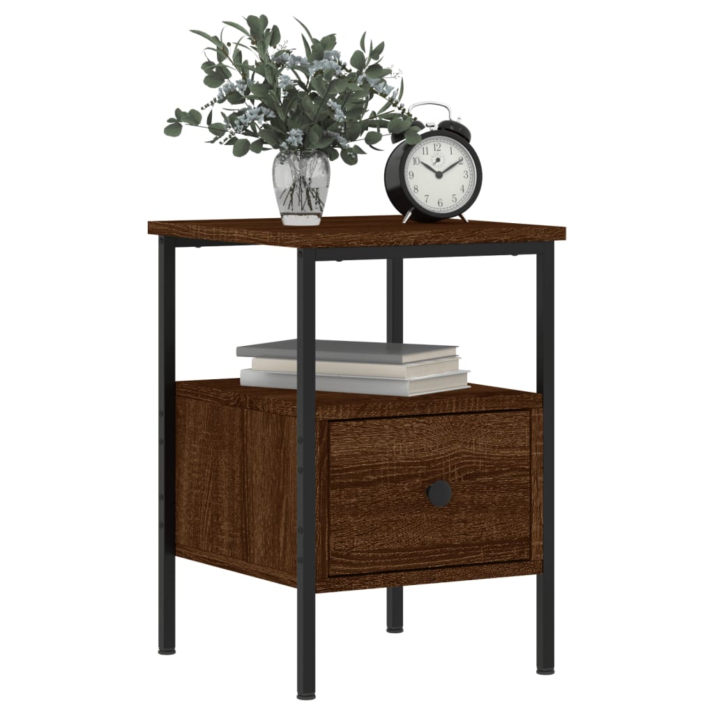 Nattbord 2 stk brun eik 34x36x50 cm konstruert tre