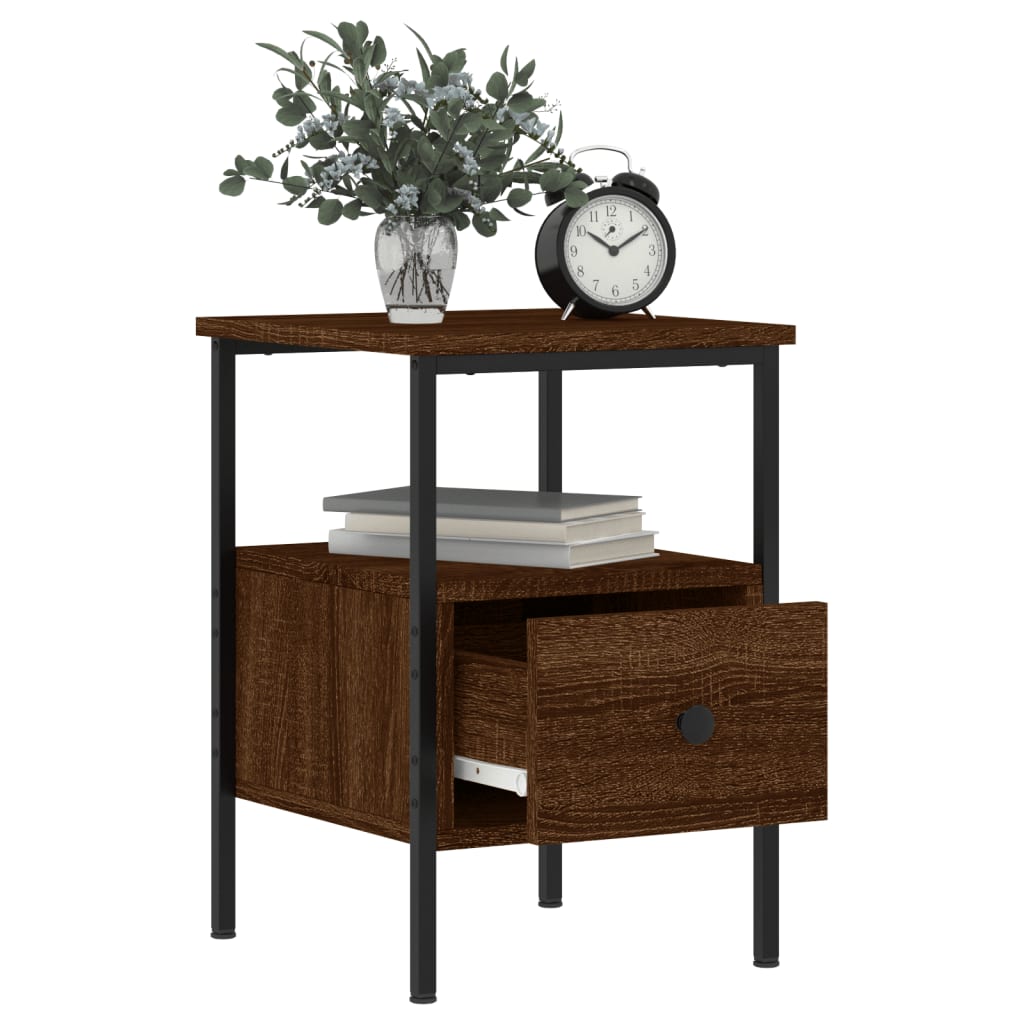 Nattbord 2 stk brun eik 34x36x50 cm konstruert tre