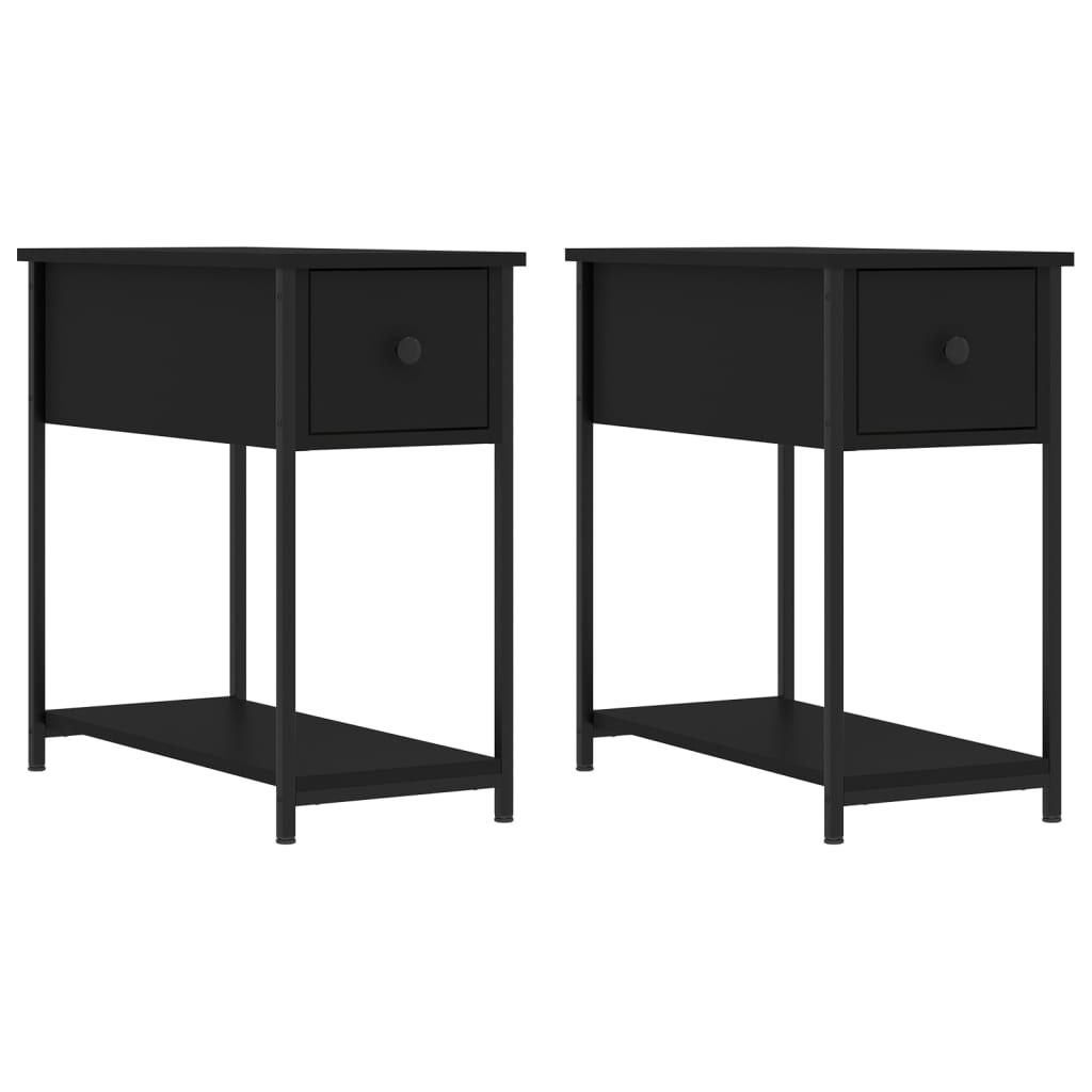 Nattbord 2 stk svart 30x60x60 cm konstruert tre