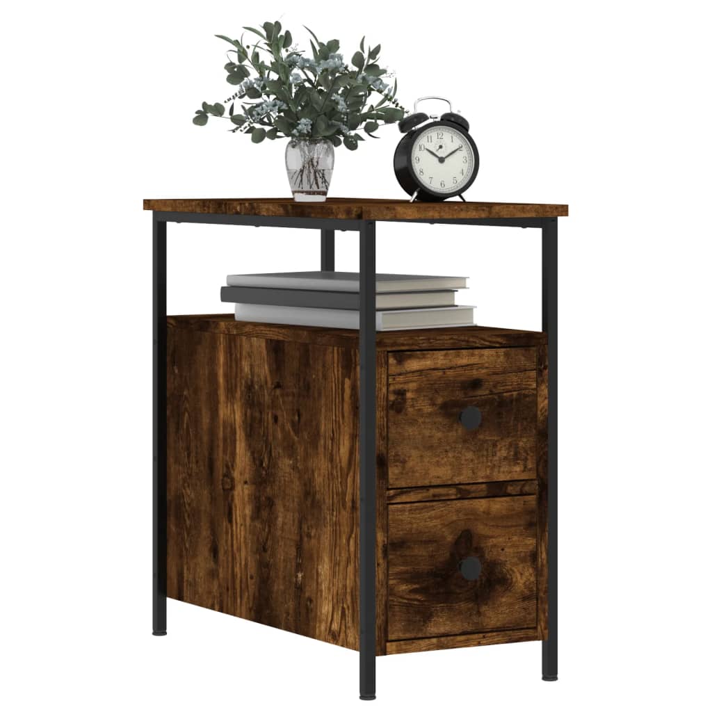 Nattbord 2 stk røkt eik 30x60x60 cm konstruert tre