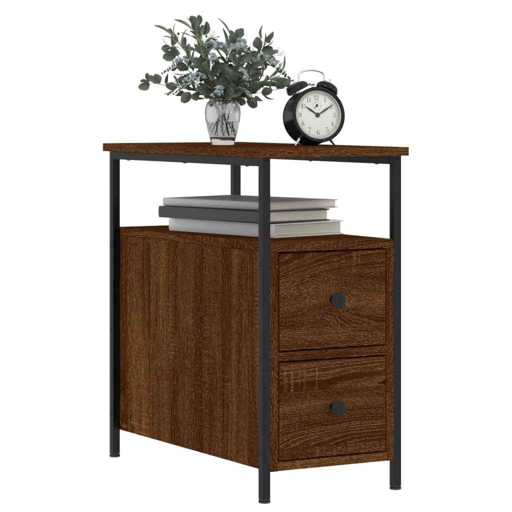 Nattbord 2 stk brun eik 30x60x60 cm konstruert tre