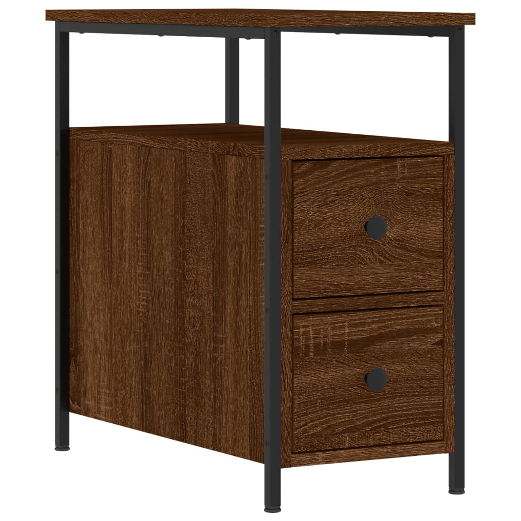 Nattbord 2 stk brun eik 30x60x60 cm konstruert tre