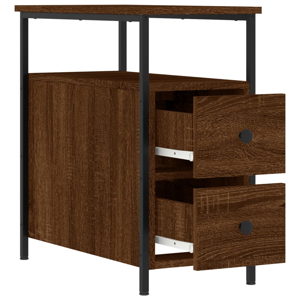 Nattbord 2 stk brun eik 30x60x60 cm konstruert tre