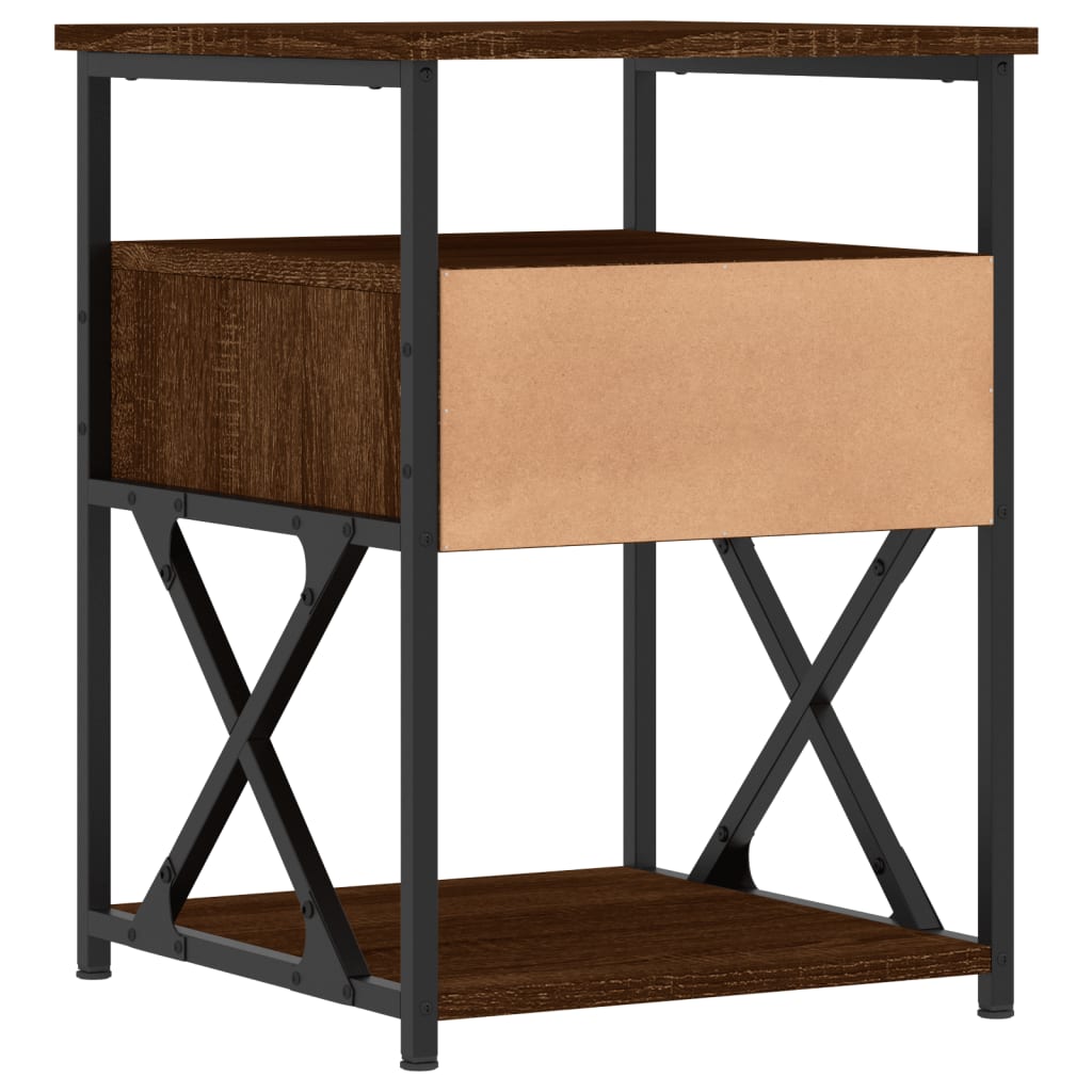 Nattbord 2 stk brun eik 40x42x55 cm konstruert tre