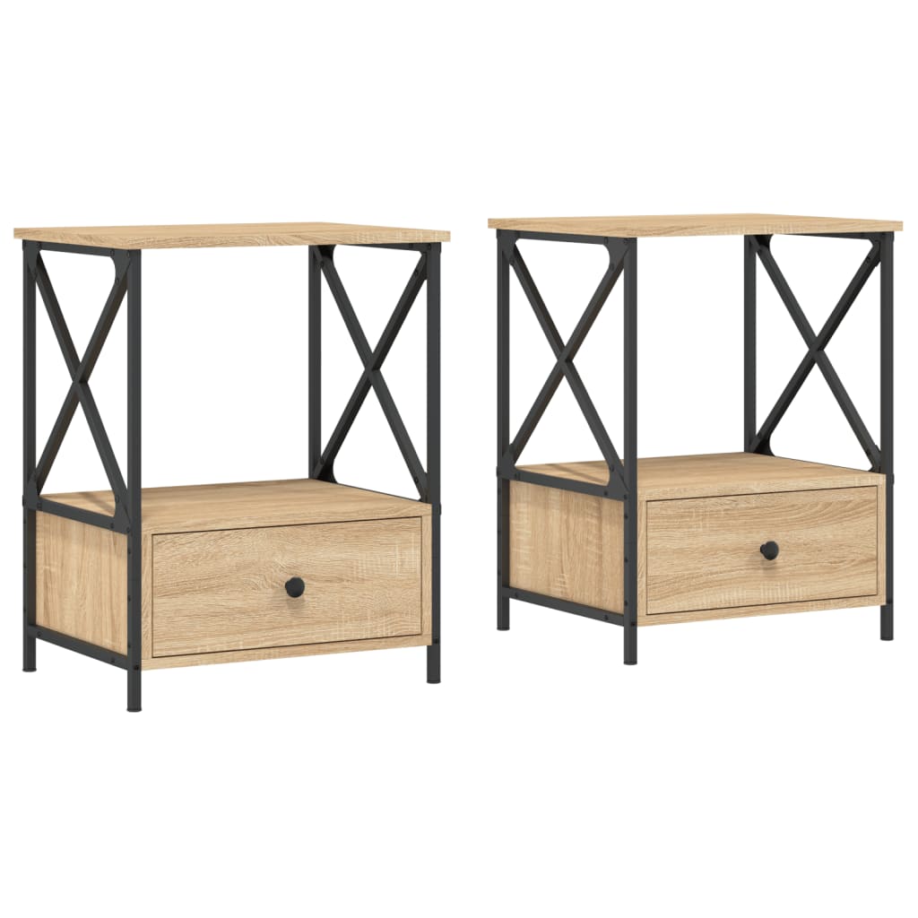 Nattbord 2 stk sonoma eik 50x41x65 cm konstruert tre