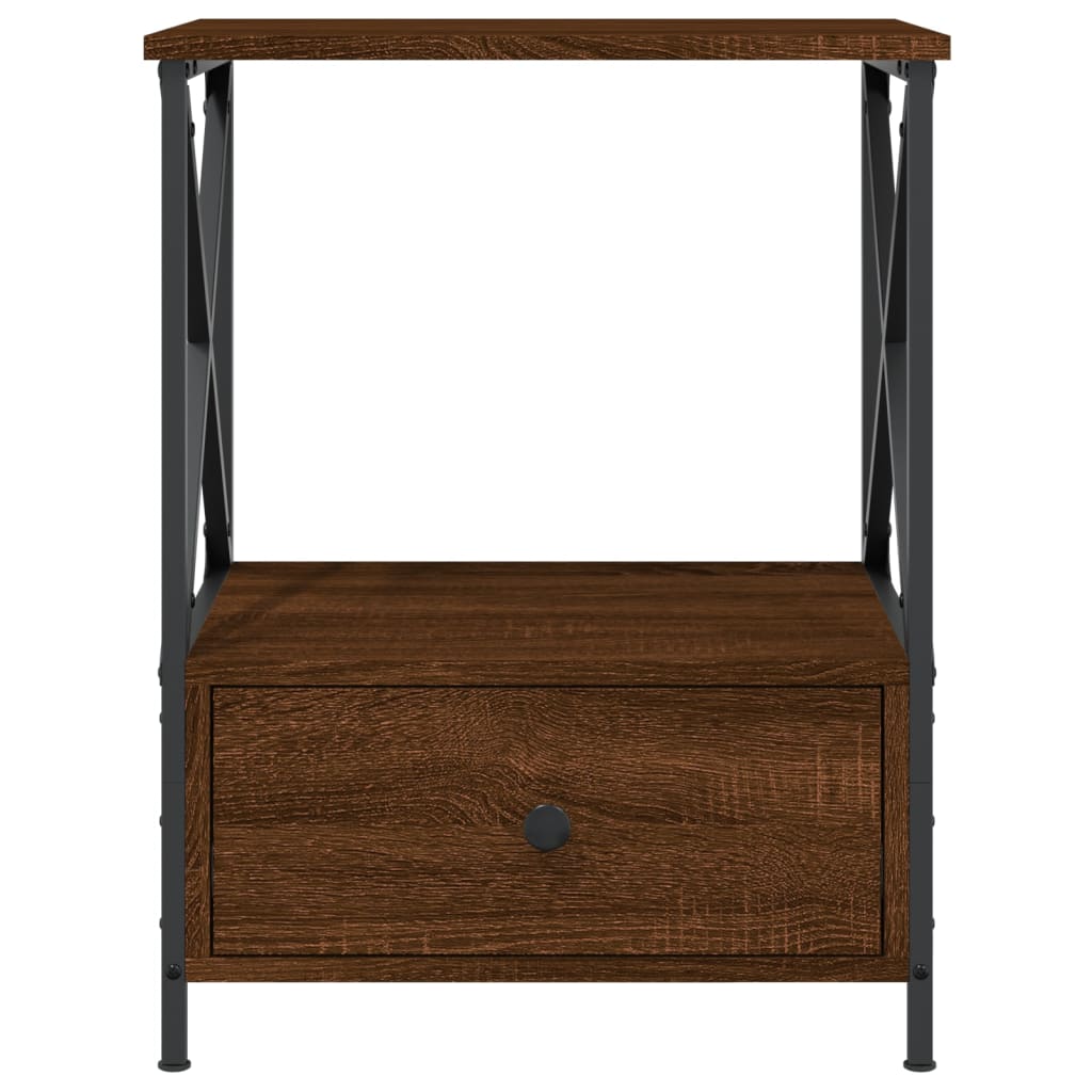 Nattbord 2 stk brun eik 50x41x65 cm konstruert tre