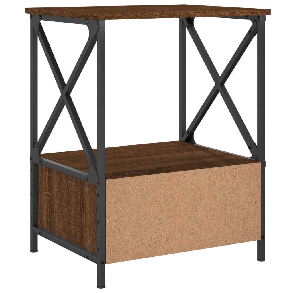 Nattbord 2 stk brun eik 50x41x65 cm konstruert tre