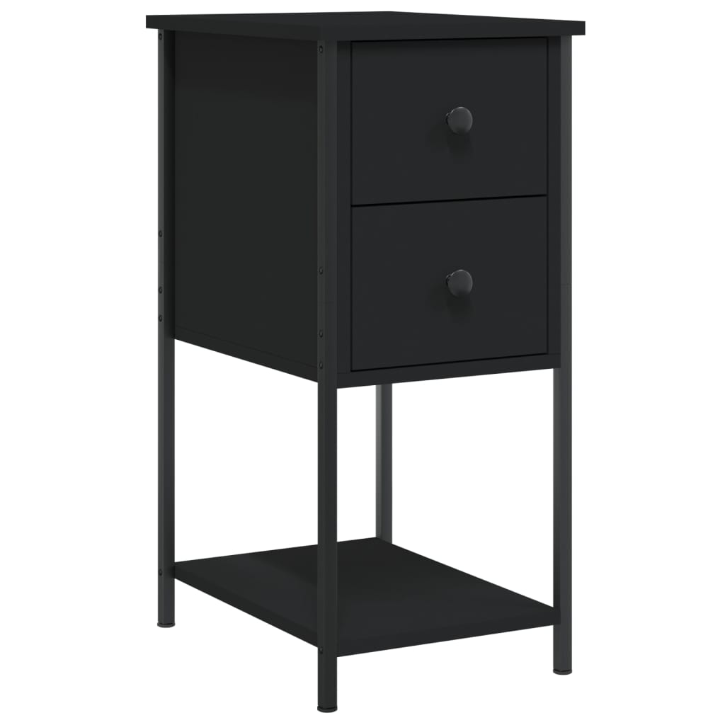 Nattbord 2 stk svart 32x42x70 cm konstruert tre
