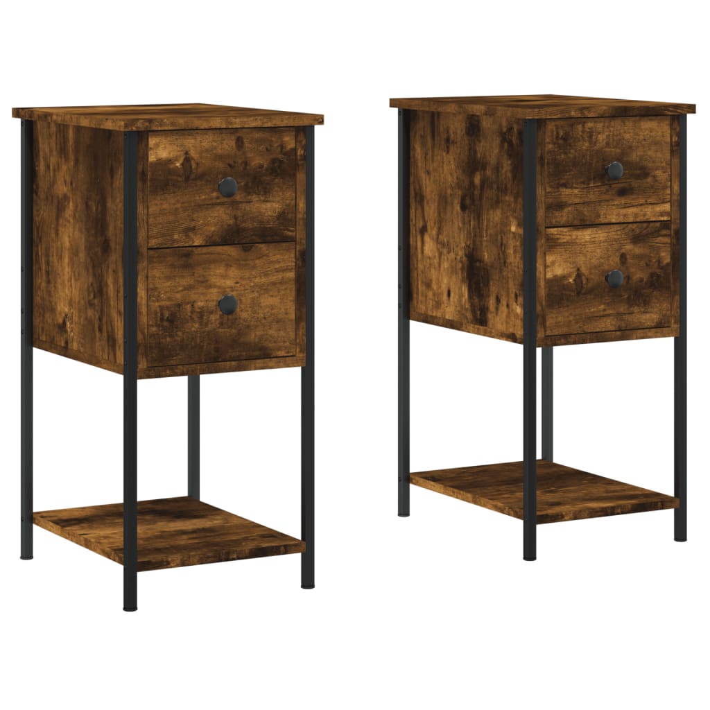 Nattbord 2 stk røkt eik 32x42x70 cm konstruert tre