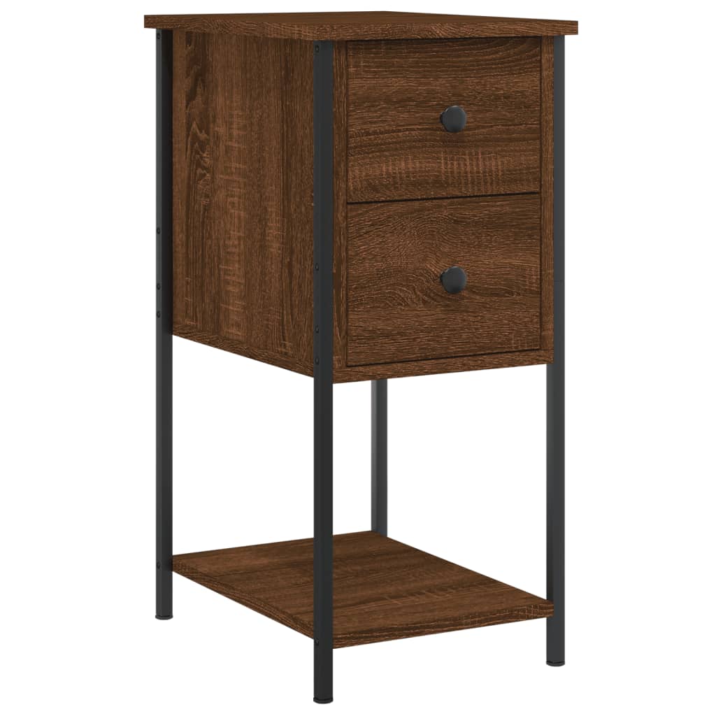 Nattbord 2 stk brun eik 32x42x70 cm konstruert tre