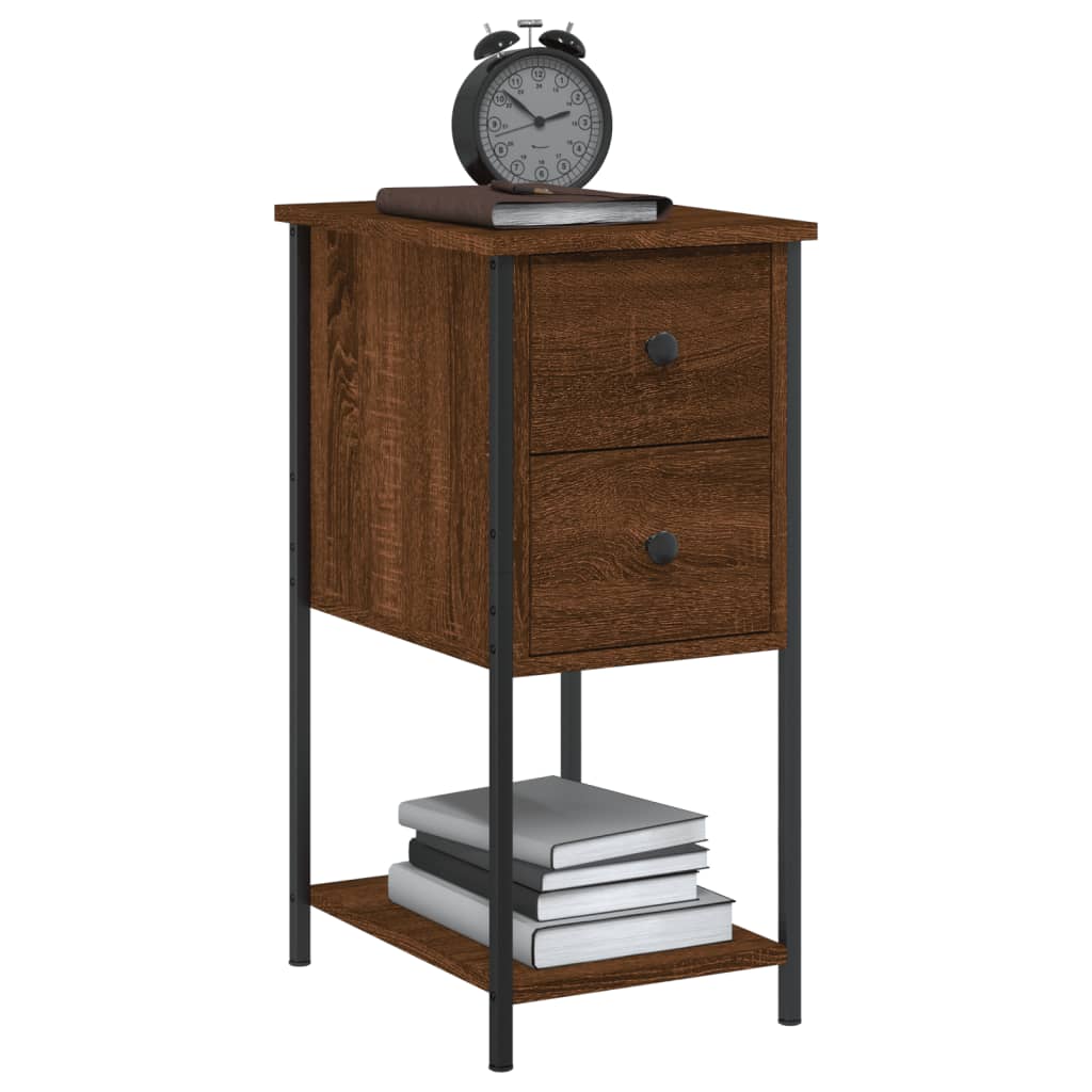 Nattbord 2 stk brun eik 32x42x70 cm konstruert tre