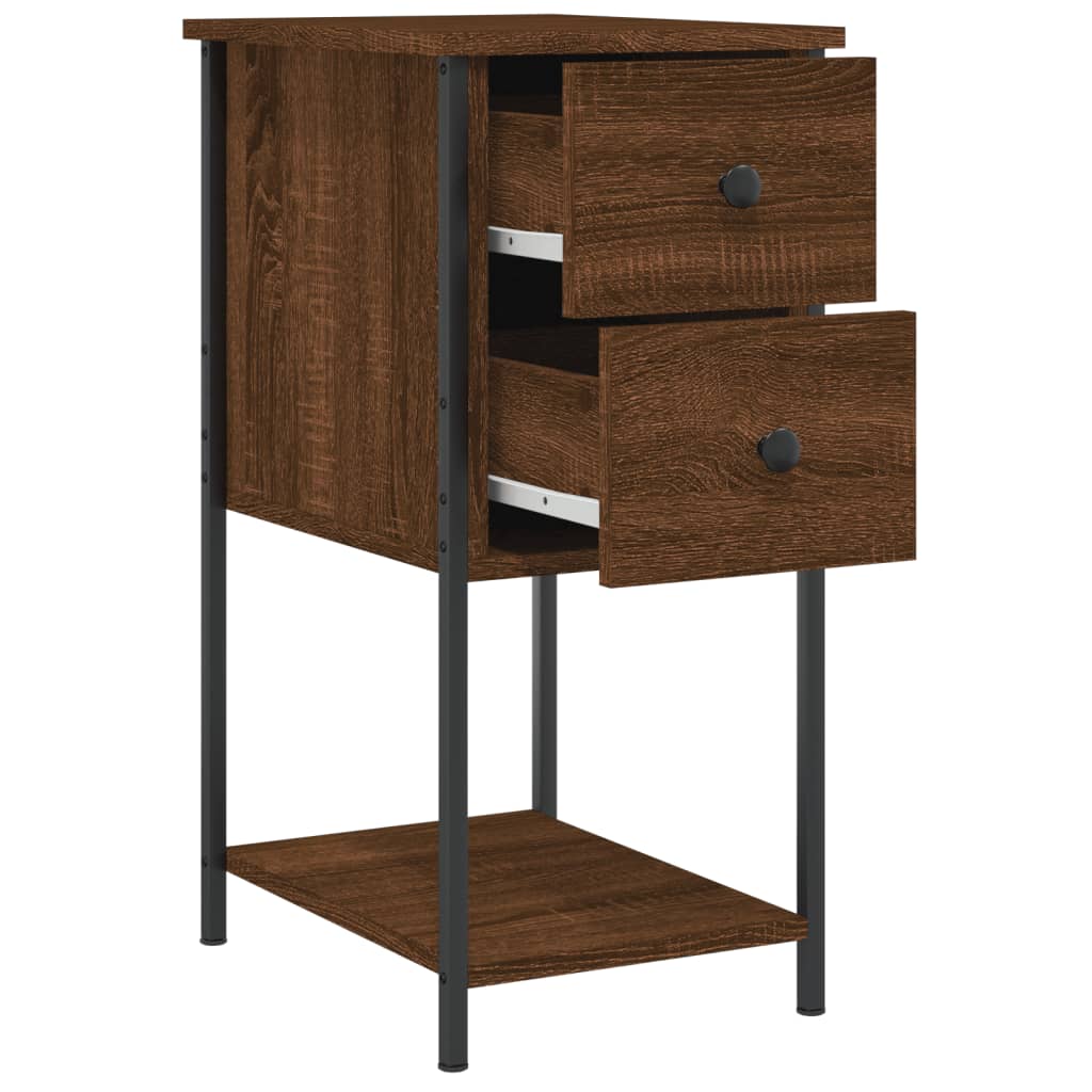 Nattbord 2 stk brun eik 32x42x70 cm konstruert tre