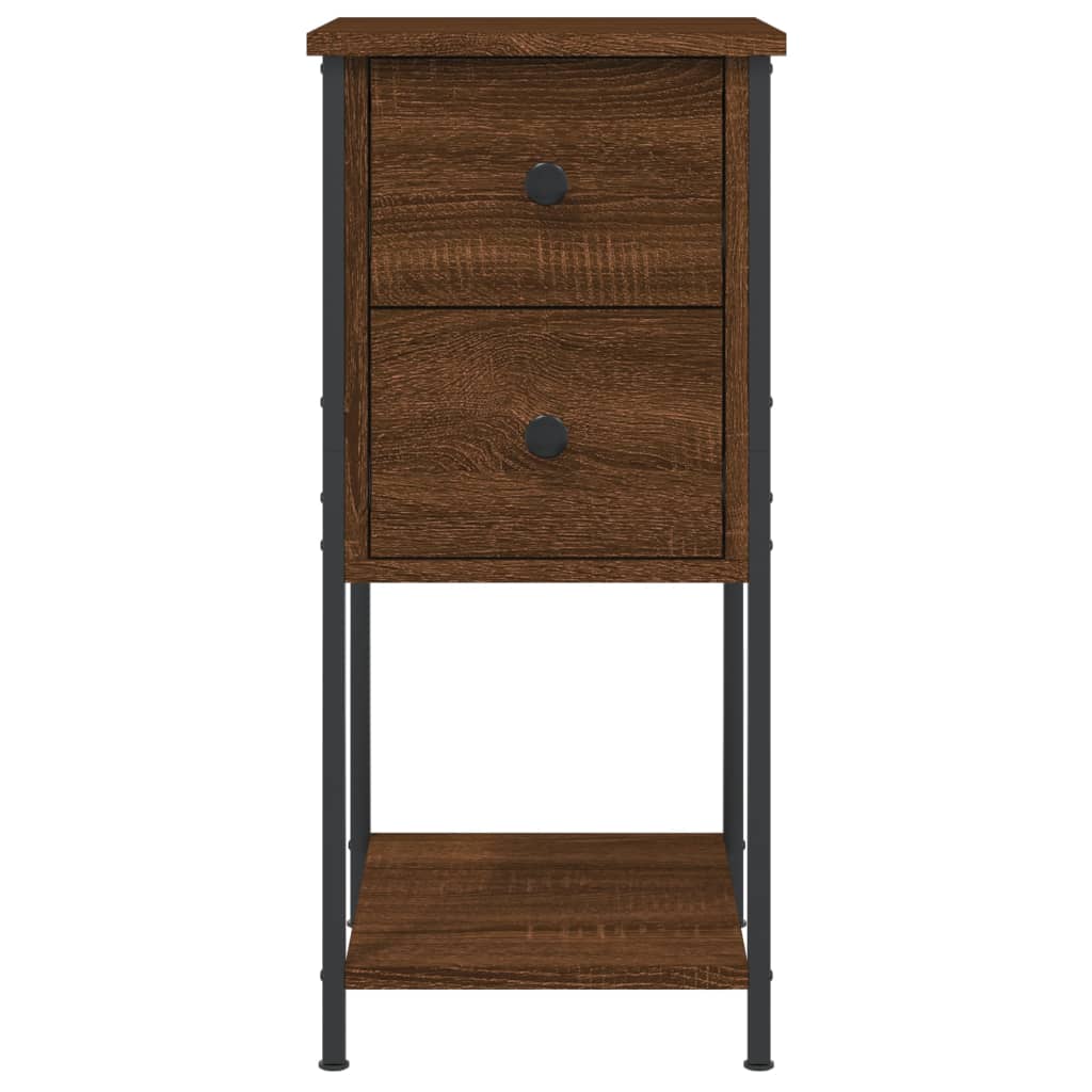 Nattbord 2 stk brun eik 32x42x70 cm konstruert tre