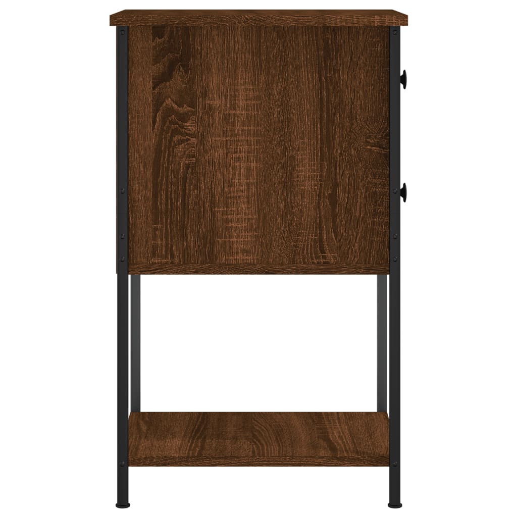 Nattbord 2 stk brun eik 32x42x70 cm konstruert tre