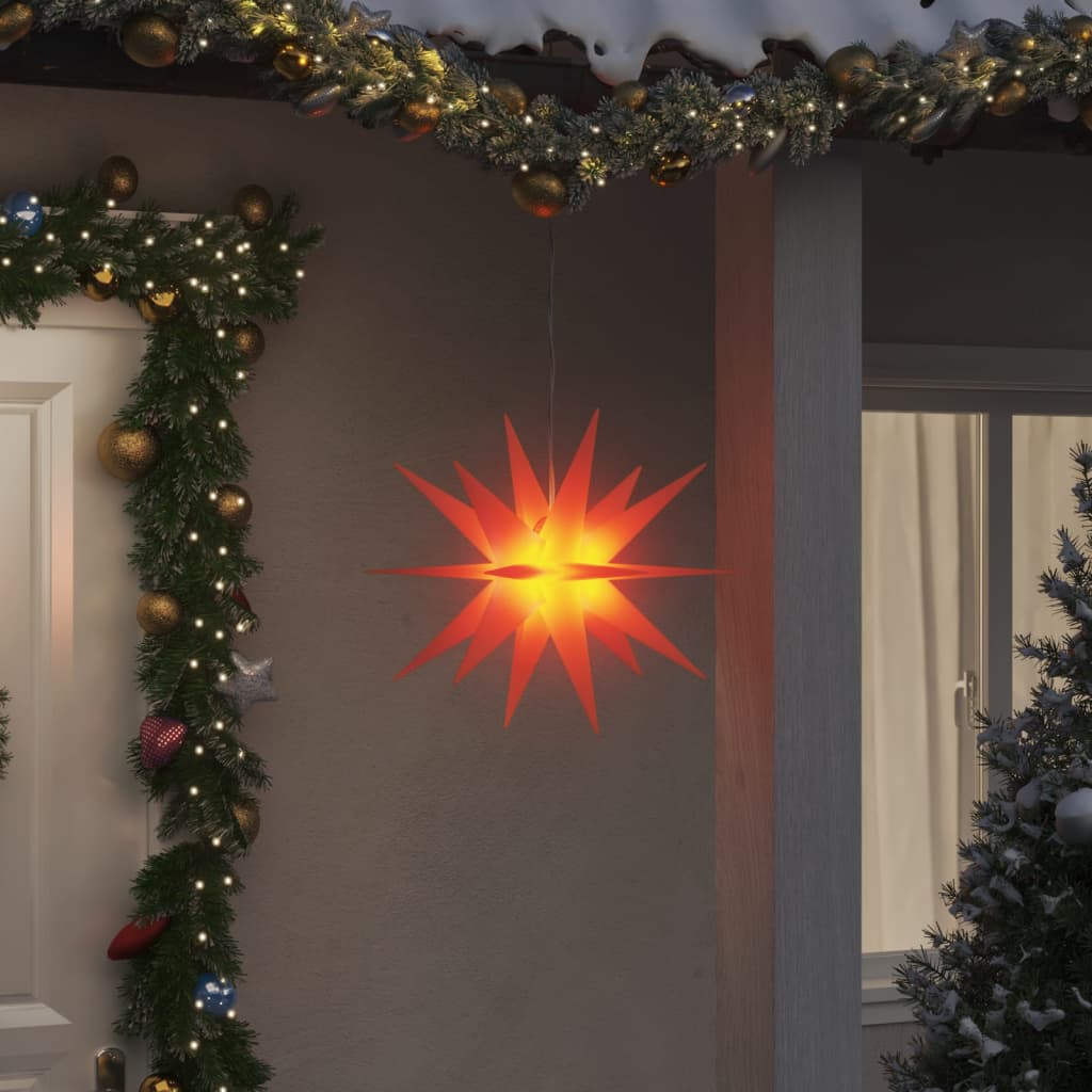 Julelys med LED 3 stk sammenleggbar rød 43 cm