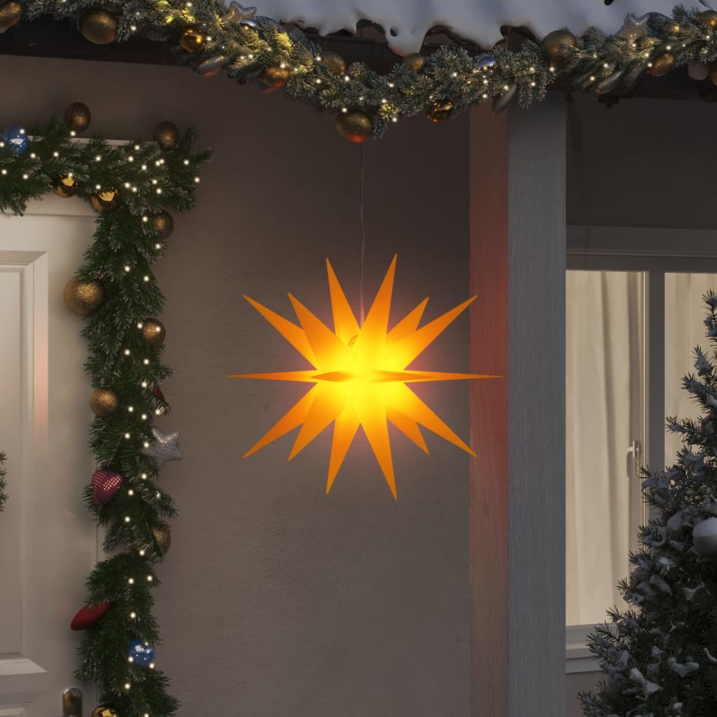 Julelys med LED 3 stk sammenleggbar gul 57 cm