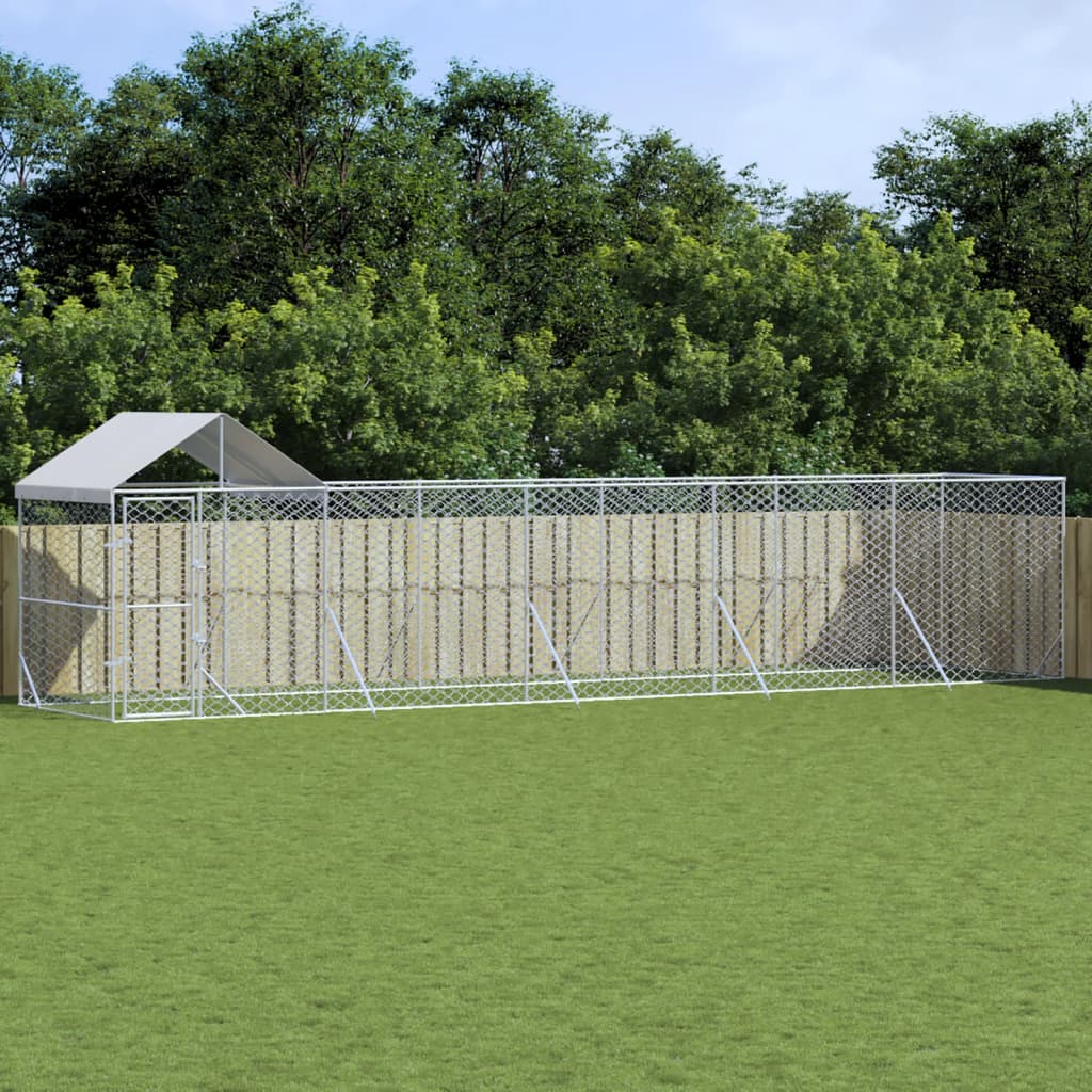 Utendørs hundekennel sølv 10x2x2,5 m galvanisert stål