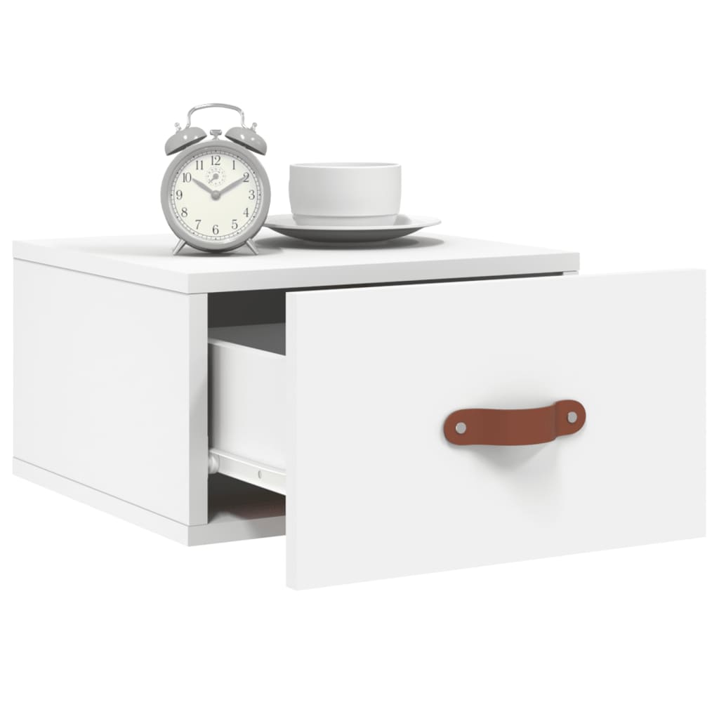 Veggmontert nattbord hvit 35x35x20 cm