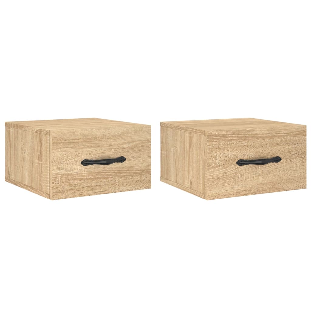 Veggmontert nattbord 2 stk sonoma eik 35x35x20 cm