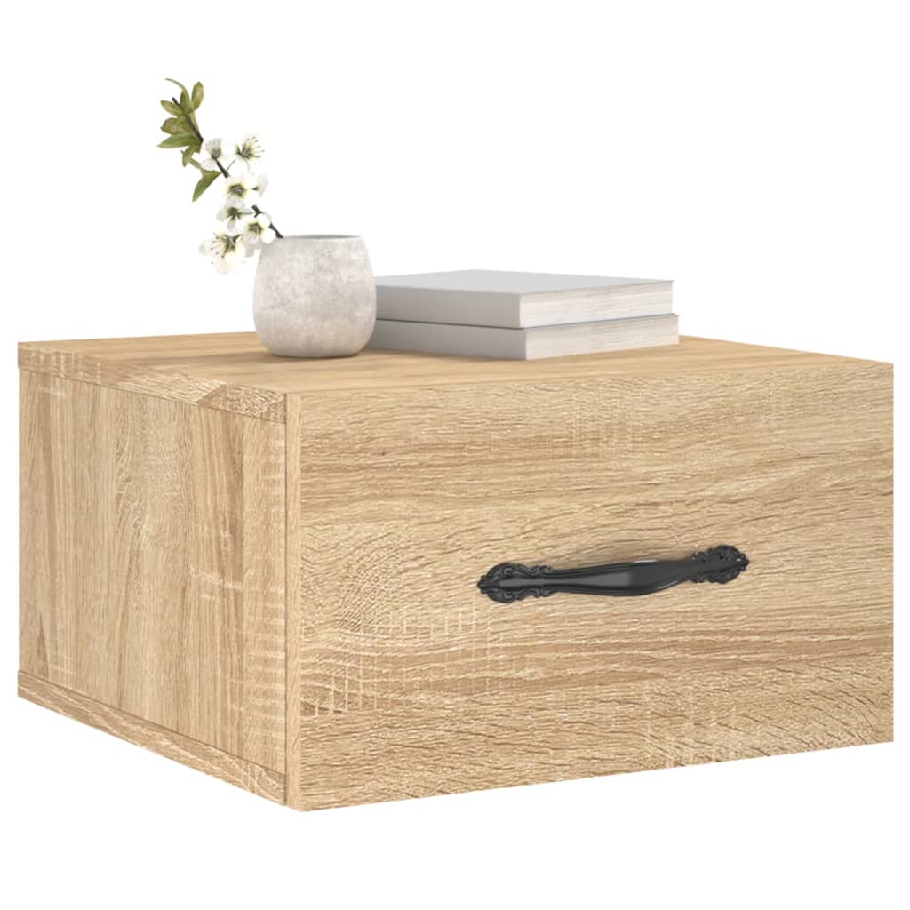 Veggmontert nattbord 2 stk sonoma eik 35x35x20 cm