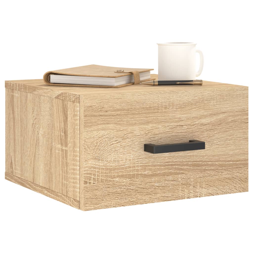 Veggmontert nattbord 2 stk sonoma eik 35x35x20 cm