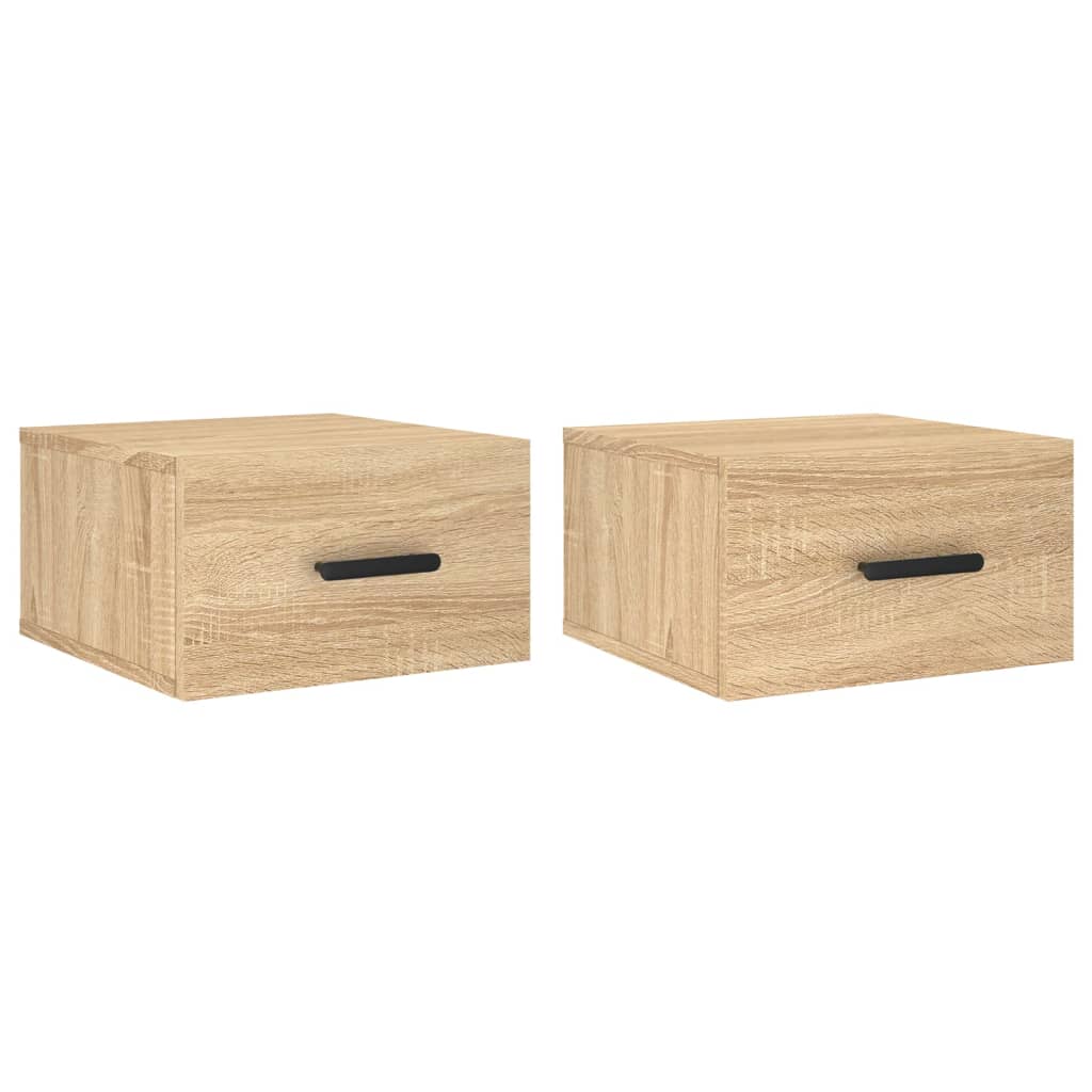 Veggmontert nattbord 2 stk sonoma eik 35x35x20 cm