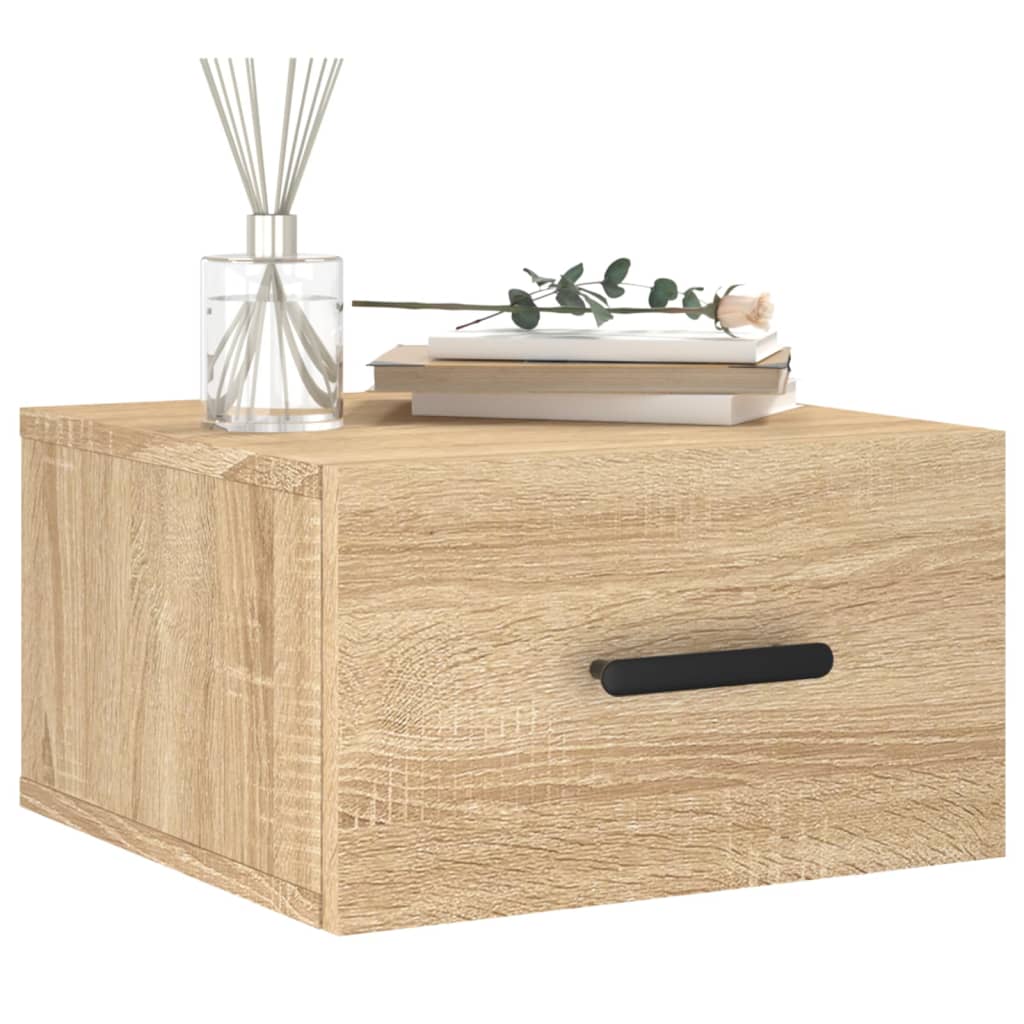 Veggmontert nattbord 2 stk sonoma eik 35x35x20 cm