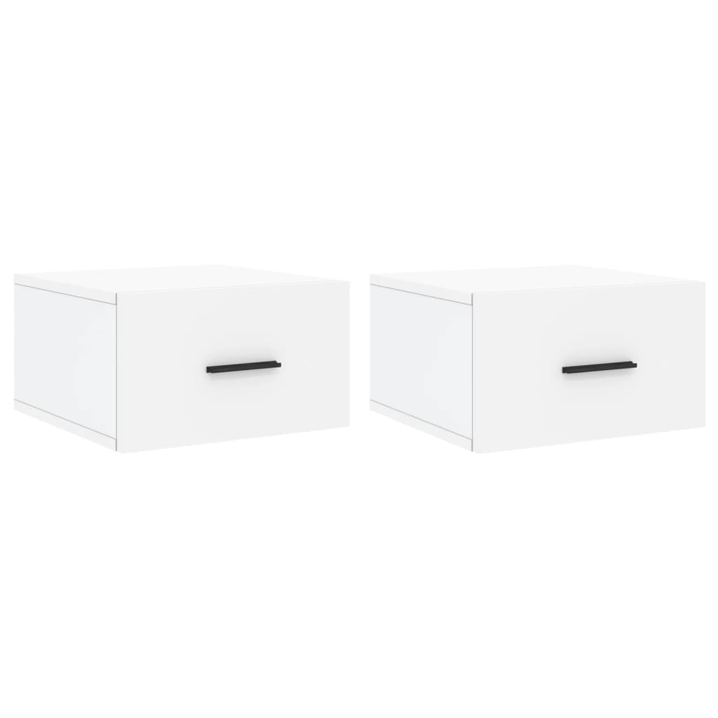 Veggmonterte nattbord 2 stk hvit 35x35x20 cm