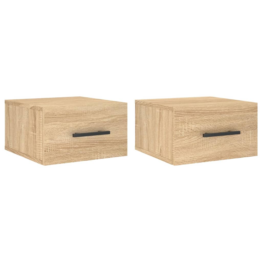 Veggmontert nattbord 2 stk sonoma eik 35x35x20 cm