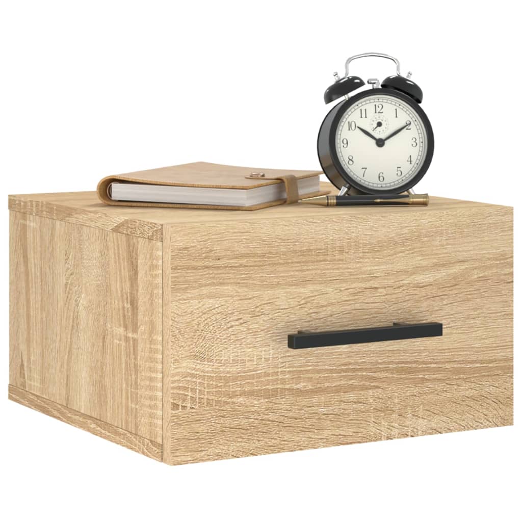 Veggmontert nattbord 2 stk sonoma eik 35x35x20 cm