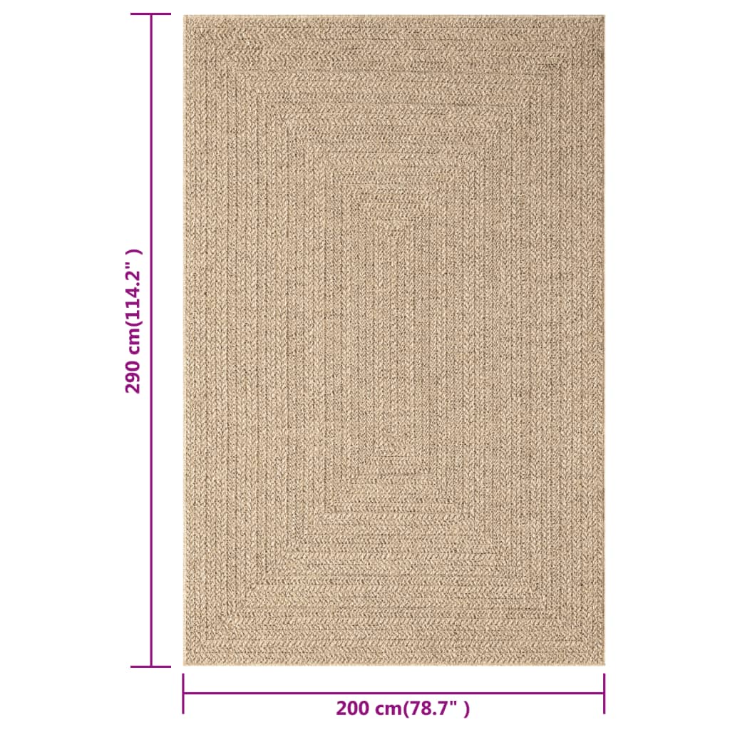 Teppe ZIZUR 200x290 cm jute-utseende innendørs og utendørs
