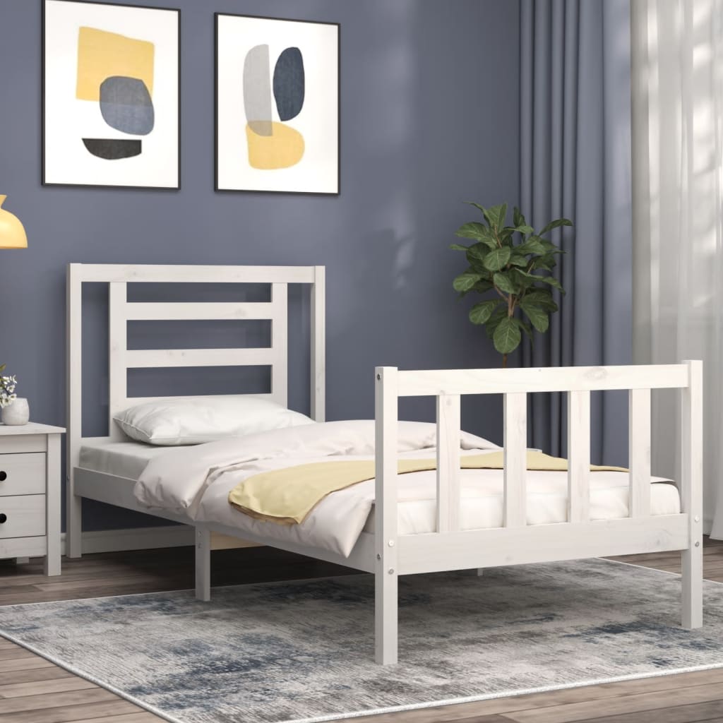 Sengeramme med hodegavl hvit single heltre