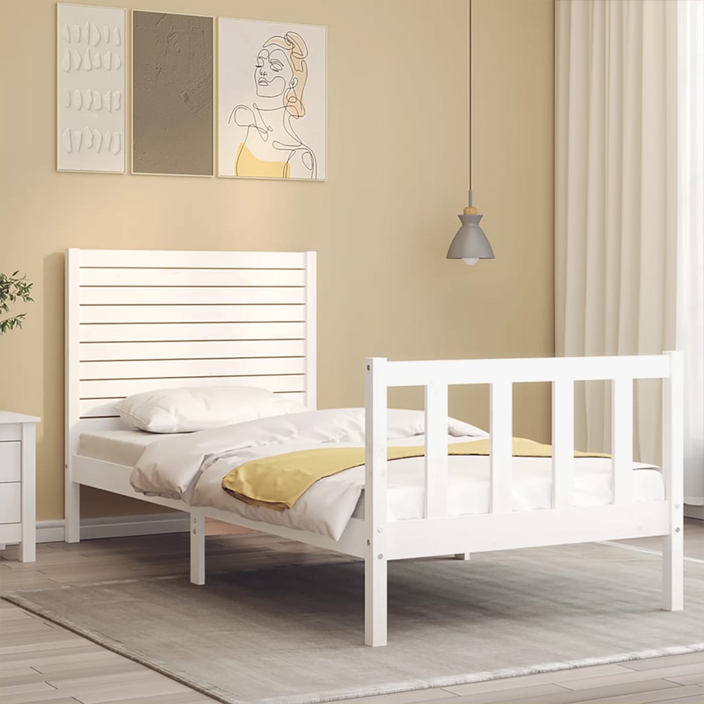Sengeramme med hodegavl hvit single heltre