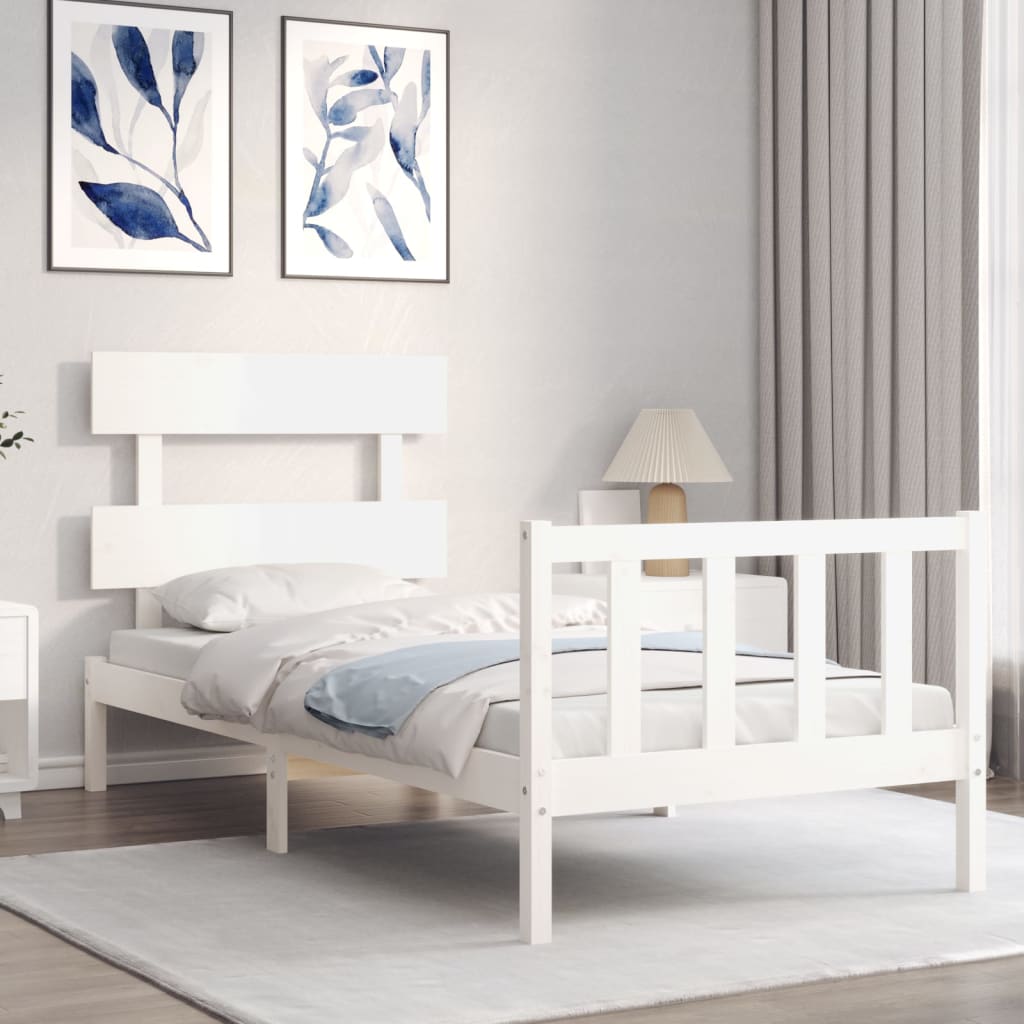 Sengeramme med hodegavl hvit single heltre