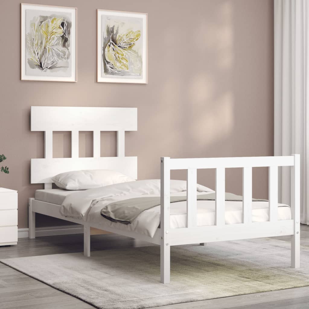 Sengeramme med hodegavl hvit single heltre