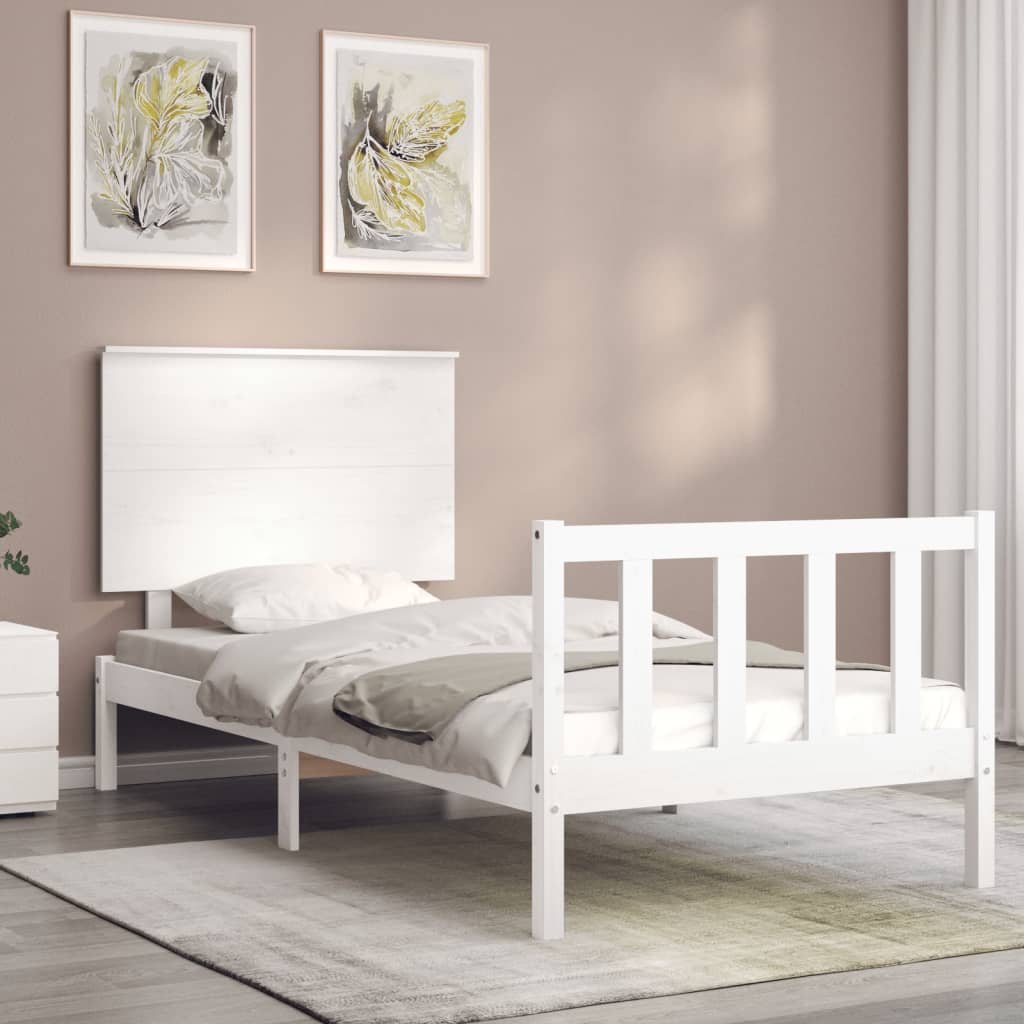 Sengeramme med hodegavl hvit single heltre
