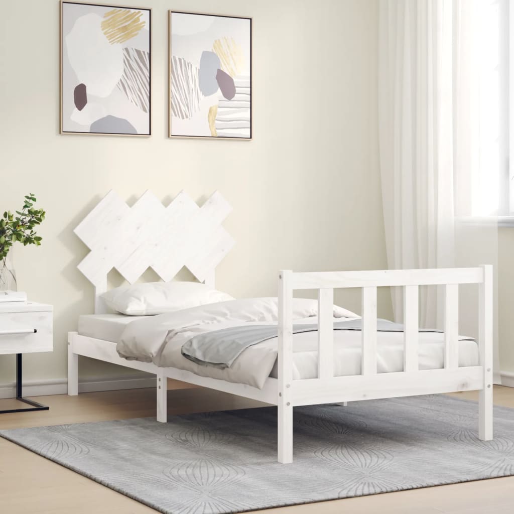 Sengeramme med hodegavl hvit single heltre