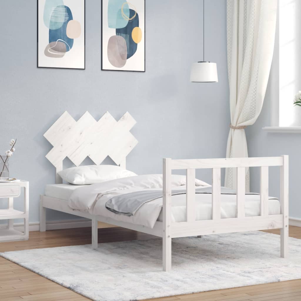 Sengeramme med hodegavl hvit single heltre