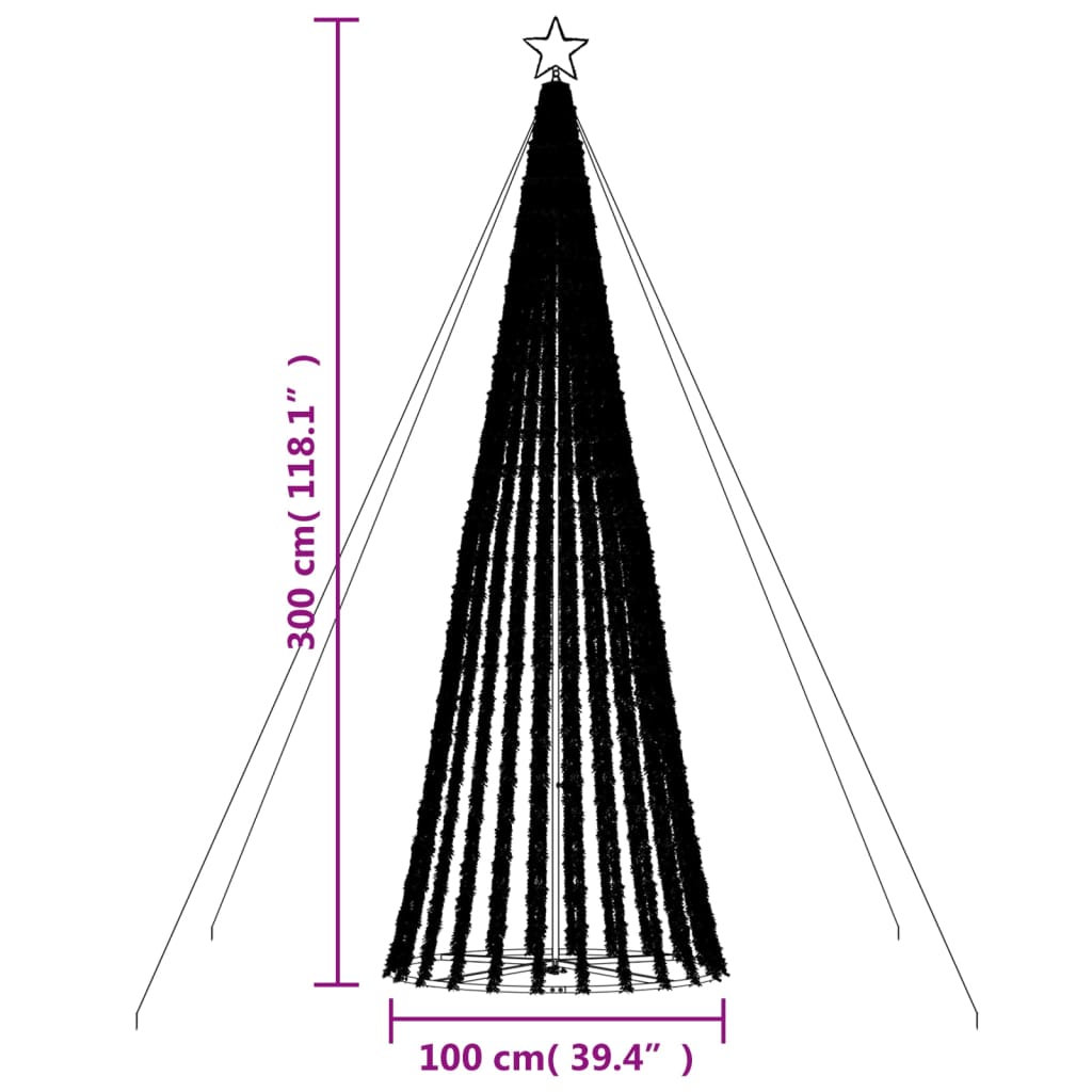 LED juletre 688 LEDs Fargerike 300 cm
