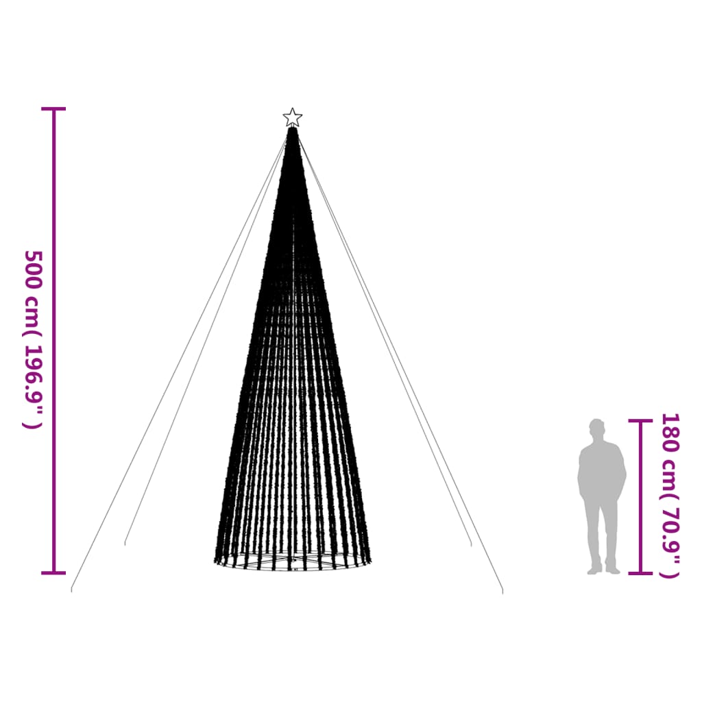 LED Juletre 1544 LEDs Kald Hvit 500 cm