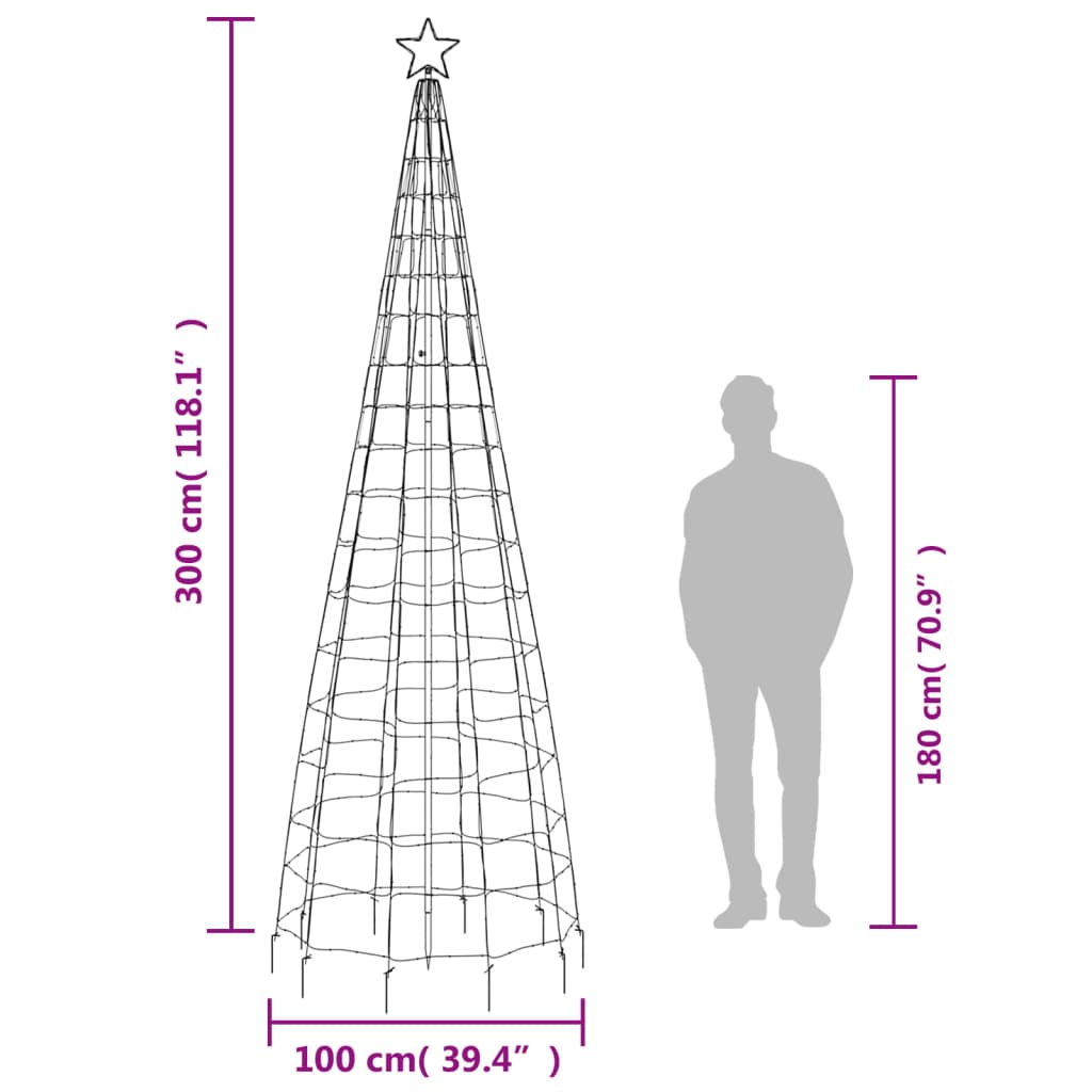 LED Juletre med Spikes 570 LEDs Kald Hvit 300 cm