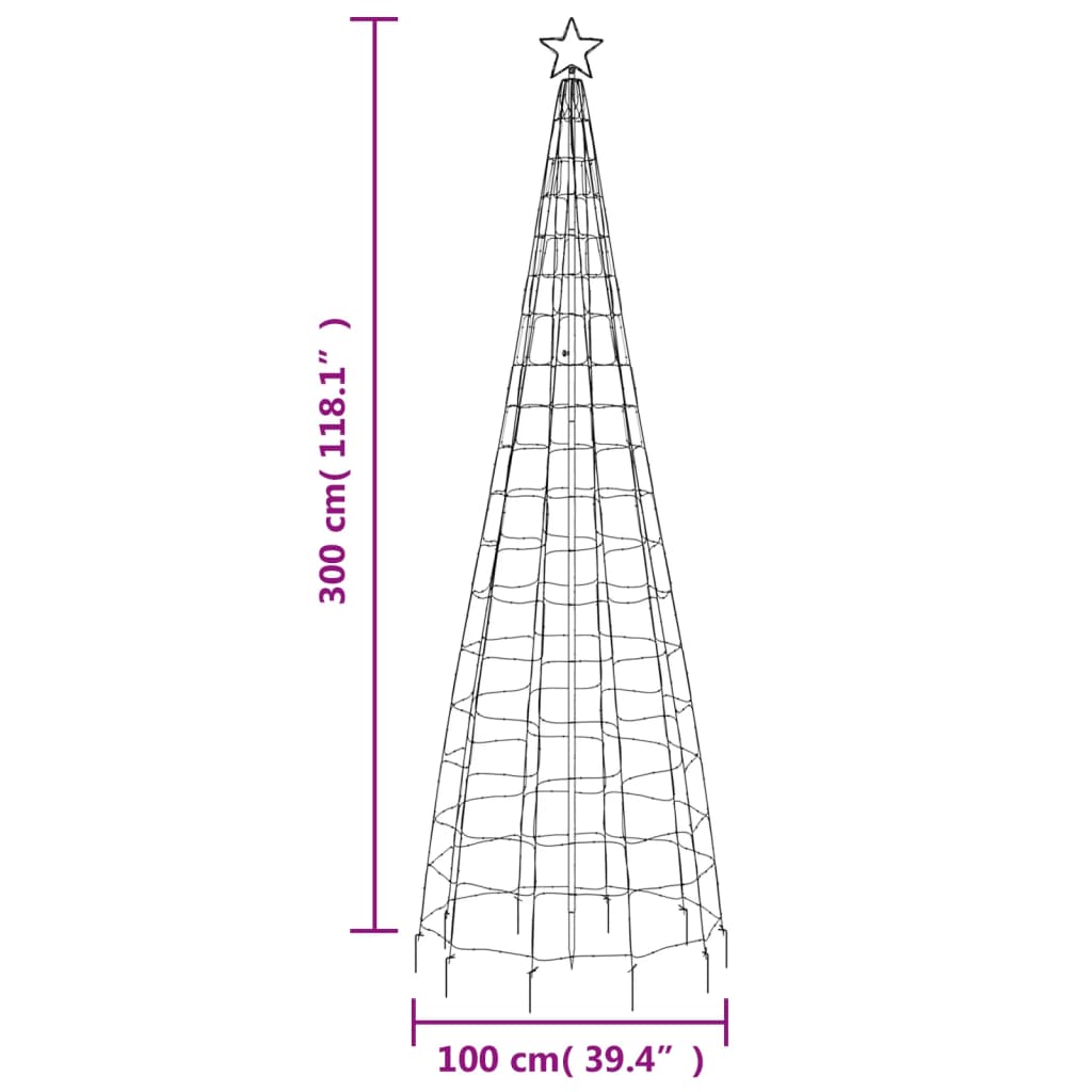 LED Juletre med Spikes 570 LEDs Kald Hvit 300 cm