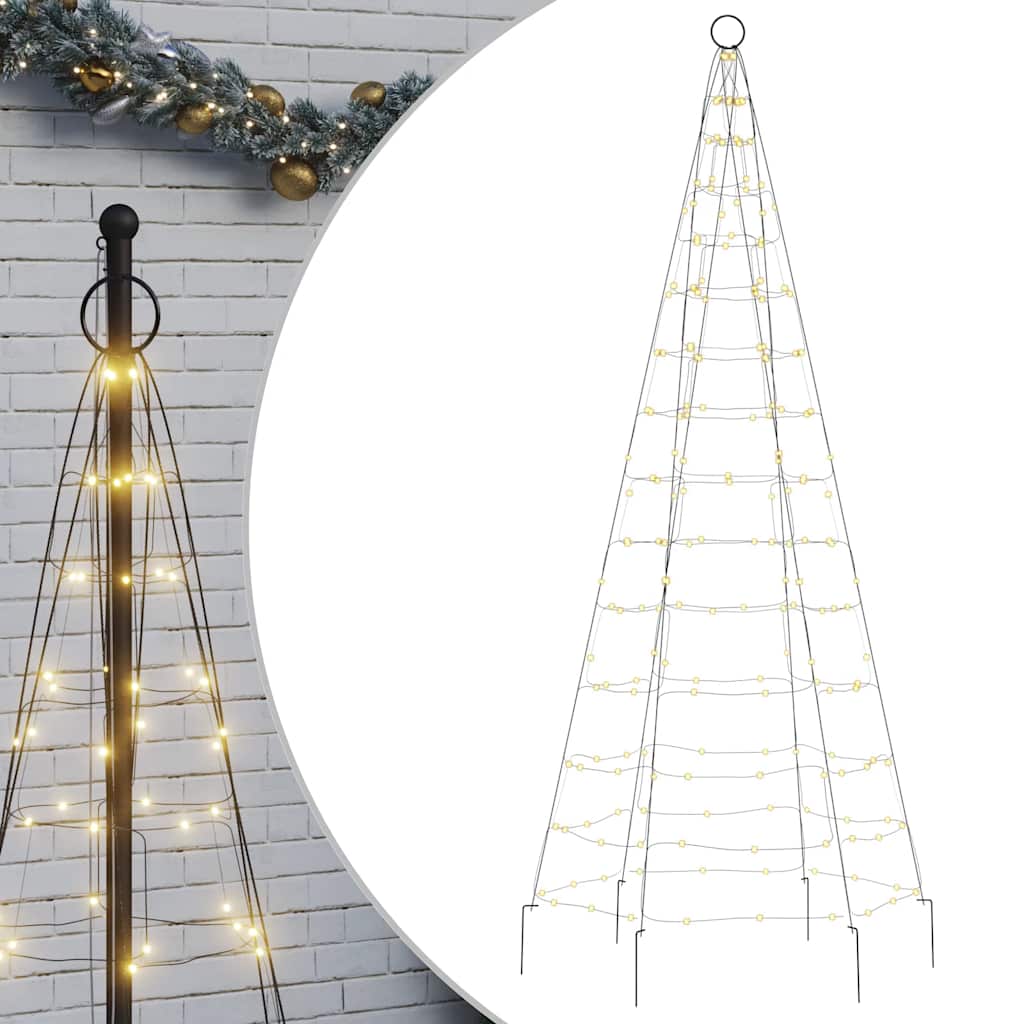 LED Juletre på Flaggstang 200 LEDs Varm Hvit 180 cm